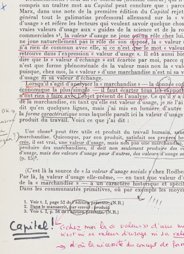 Sur une page des marges du Capital